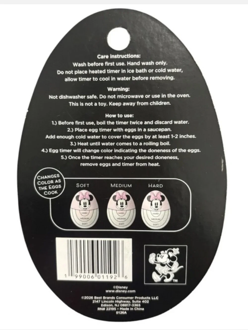 Disney Minnie Mouse Pink and Black Egg Timer